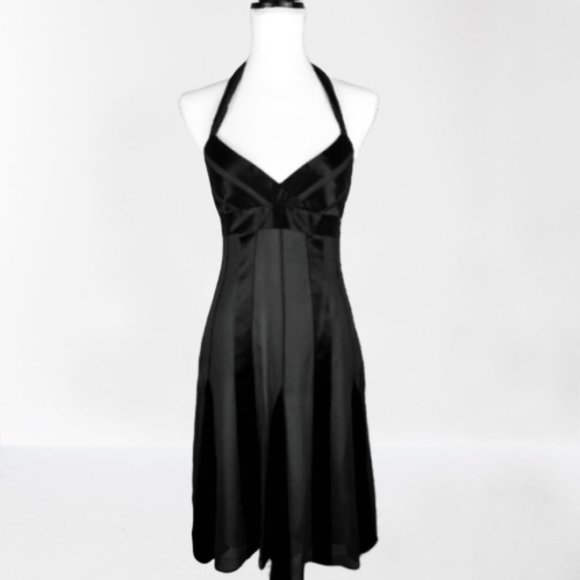 BCBGMaxAzria Dresses & Skirts - BCBG black halter silk cocktail dress, Size 0